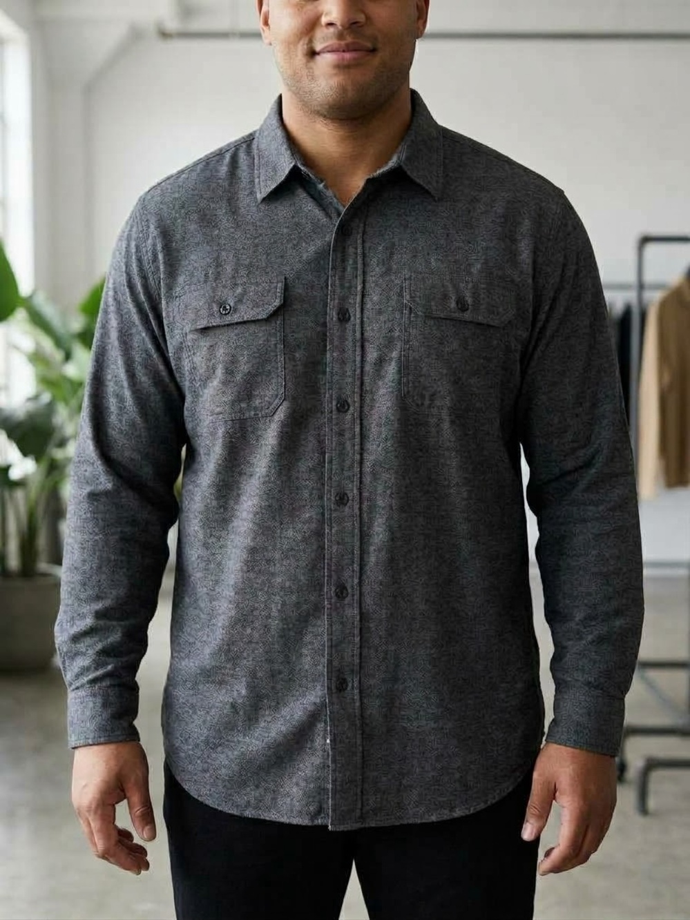 Wrangler Mens Long Sleeved Button down 3Xl Grey NWOT